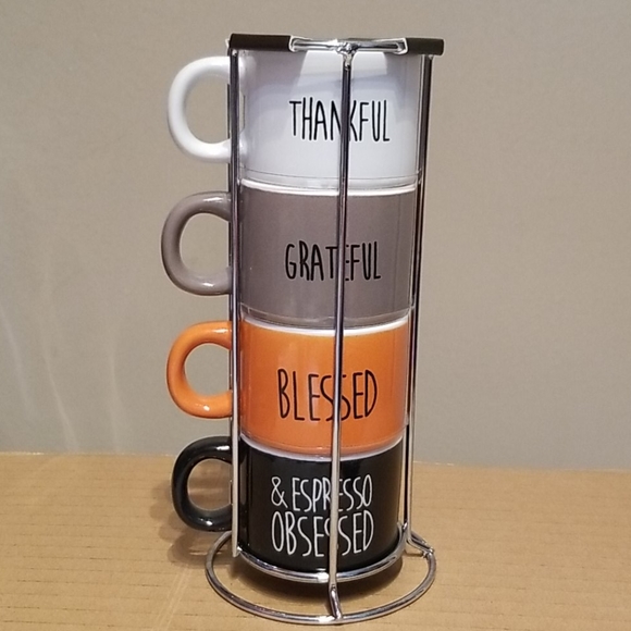 Home Essentials Other - Espresso mini mugs with metal rack